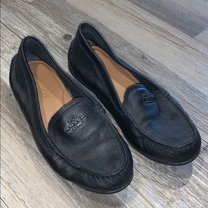 Black leather coach flats size 7